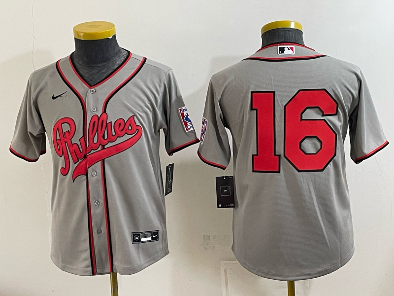 Youth 2026 Philadelphia Phillies #16 grey Game Nike MLB Jersey 0830001